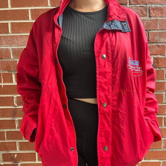 90's Vintage Molson Slo-Pitch Lightweight Nylon Red Jacket - Picture 1 of 10
